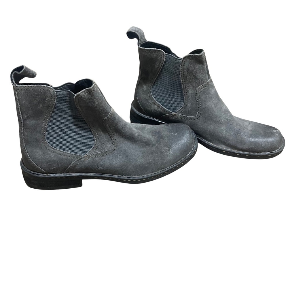 Born Mens H32622 Distressed Grey Suede Chelsea Boots 11.5M Round Toe Pull On